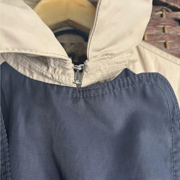 Laundry By Shelli Segal Navy & Tan Colorblock Trench Coat Leopard Lining Small - Picture 10 of 14